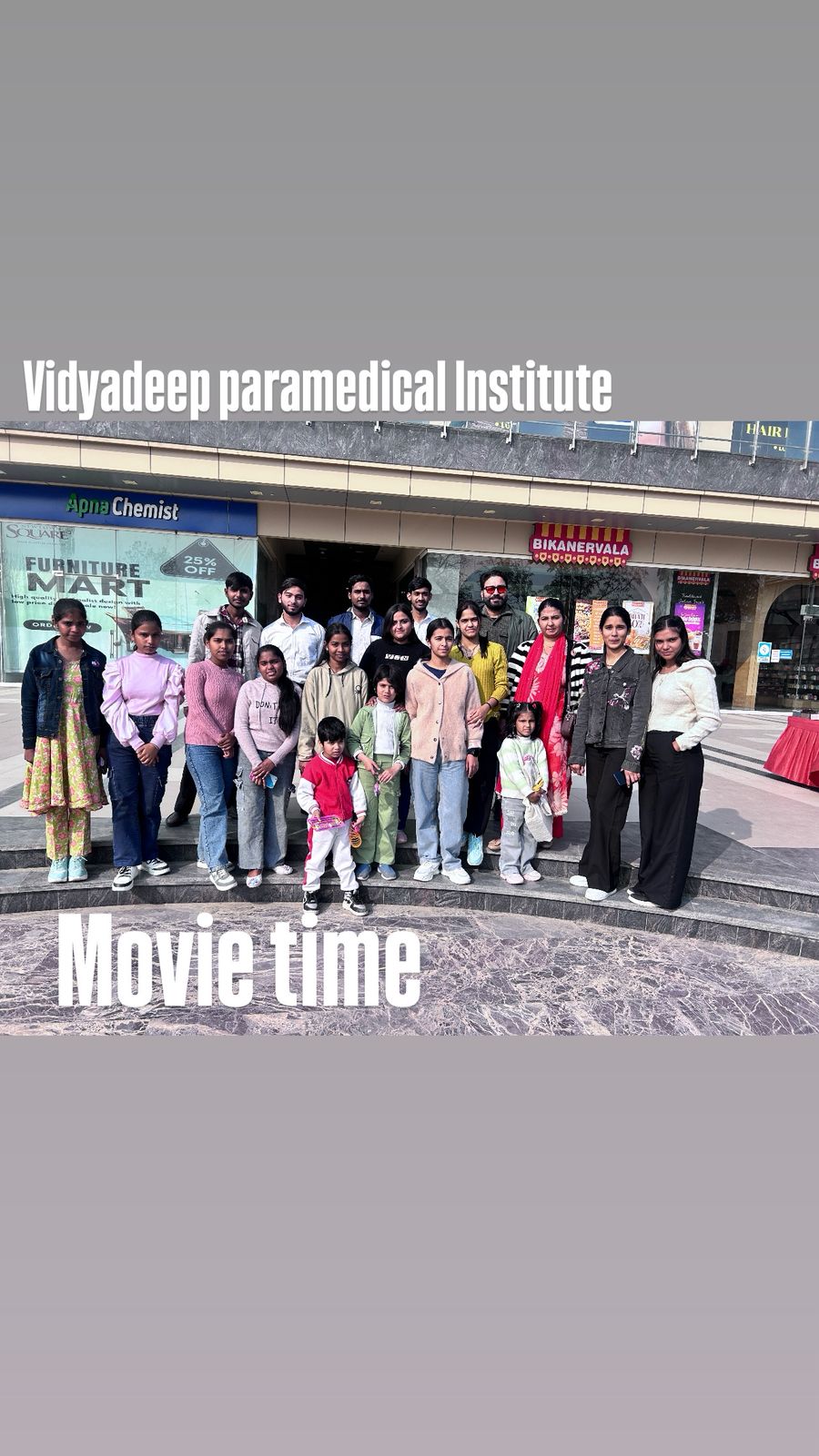 Students during an organized college movie trip